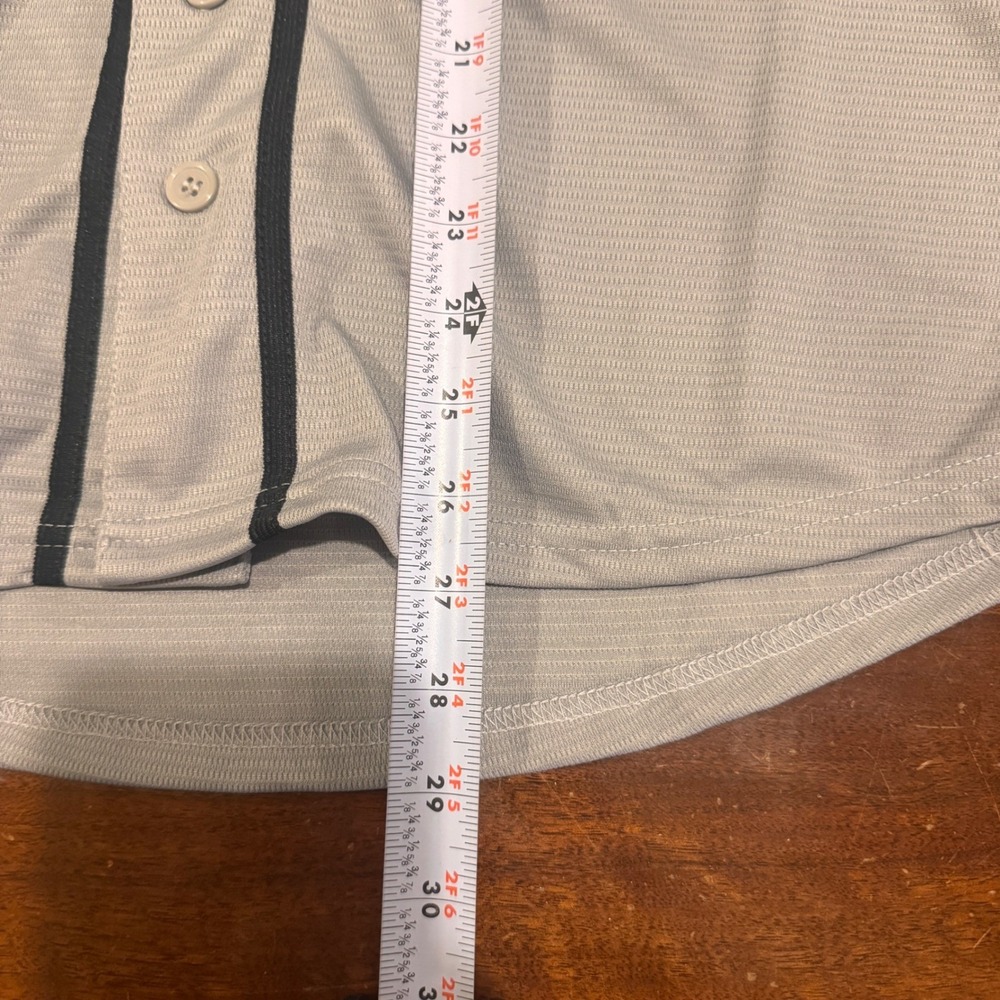 The Sandlot Benny the Jet Rodriguez 30 Baseball Jersey Grey Blck Button Up Small - Picture 6 of 8